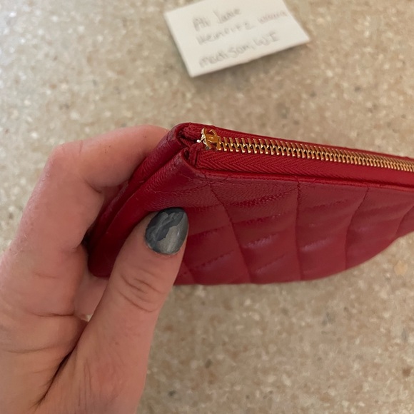 ♥️traded♥️Chanel Quilted Caviar Small Cosmetic Case Red - Picture 8 of 15